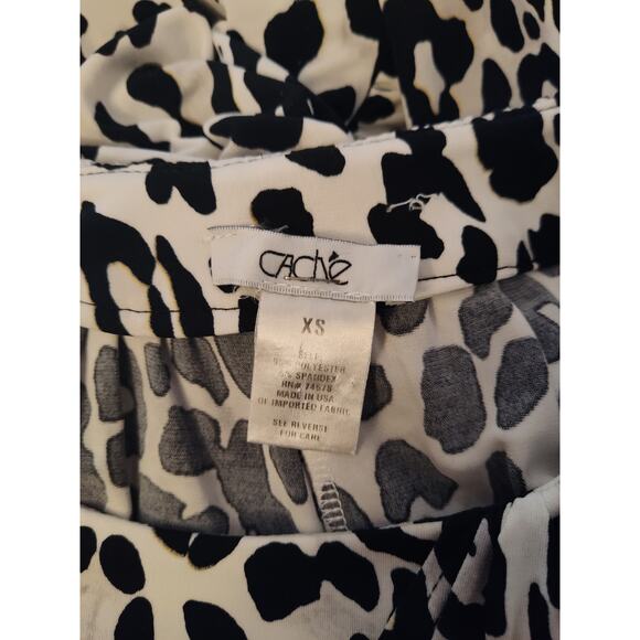 Cache 90s Y2K leopard print blouse rouched key hole 3/4 sleeve XS - Picture 6 of 10